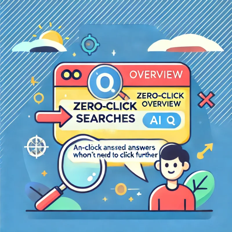 AI Overviewによるゼロクリック検索を表現するイラスト